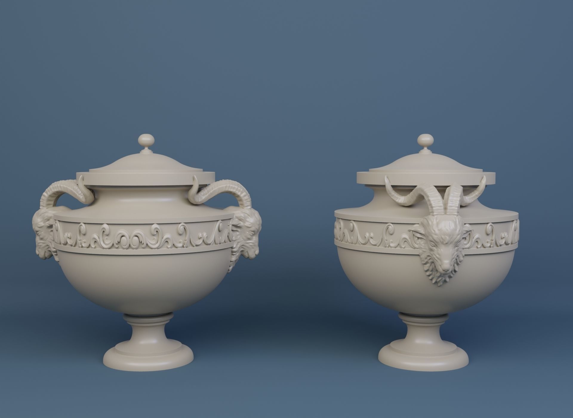 Detailed Models of Decorated Vases and Urns 3D Model Collection_6