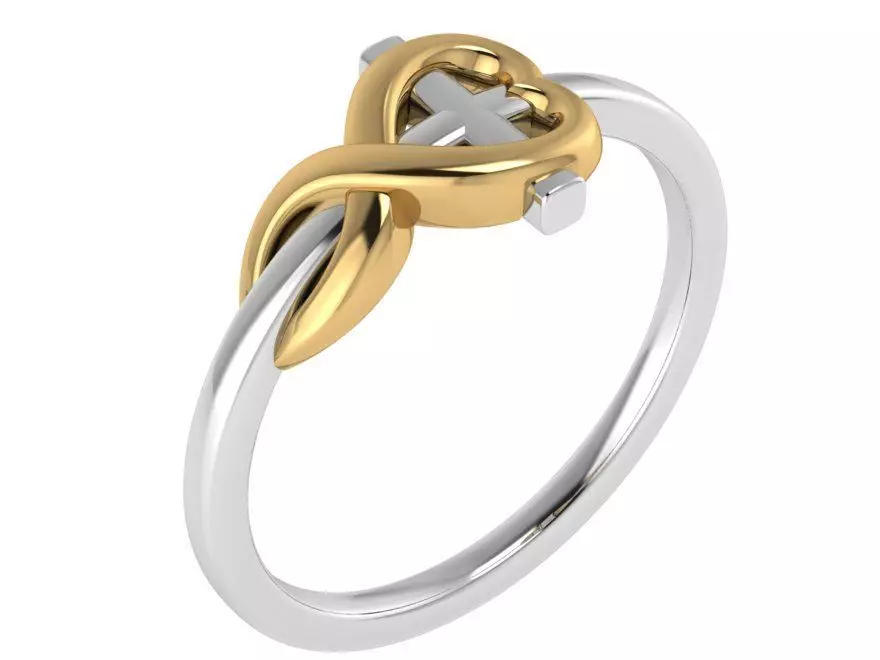 Heart and Cross Diamond Ring 0255 3D print model_0