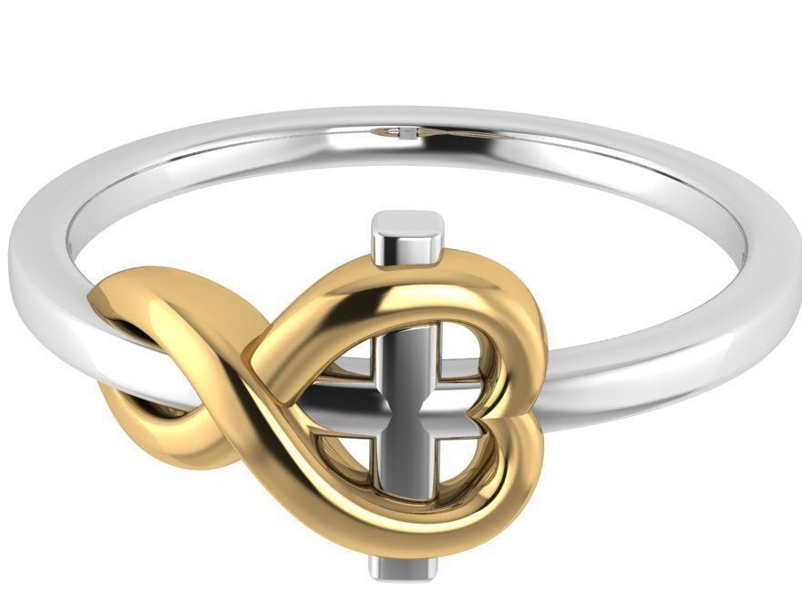 Heart and Cross Diamond Ring 0255 3D print model_2