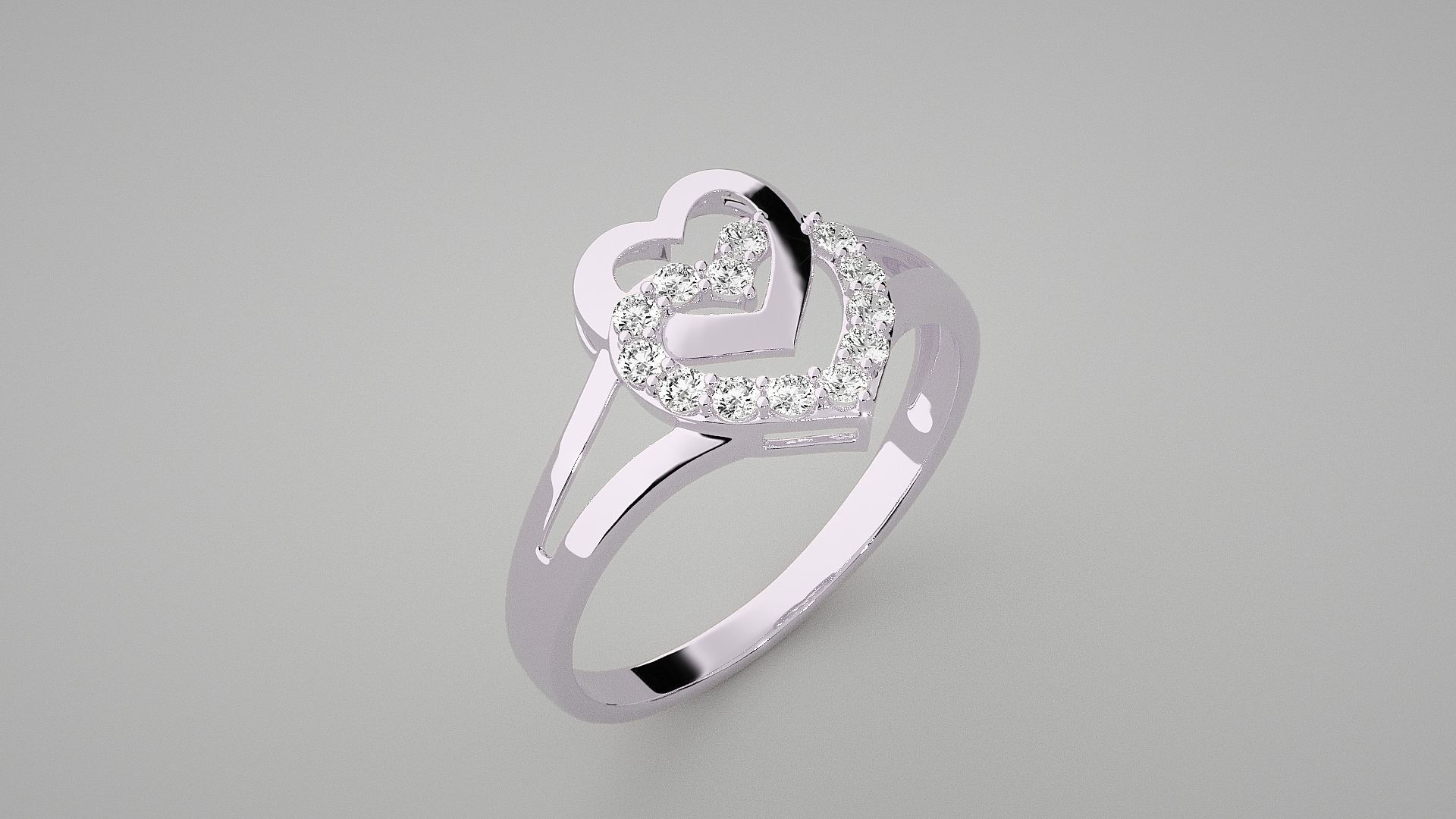Heart Love Valentine Light wt diamond ring 3dm stl renders 3D print model_8