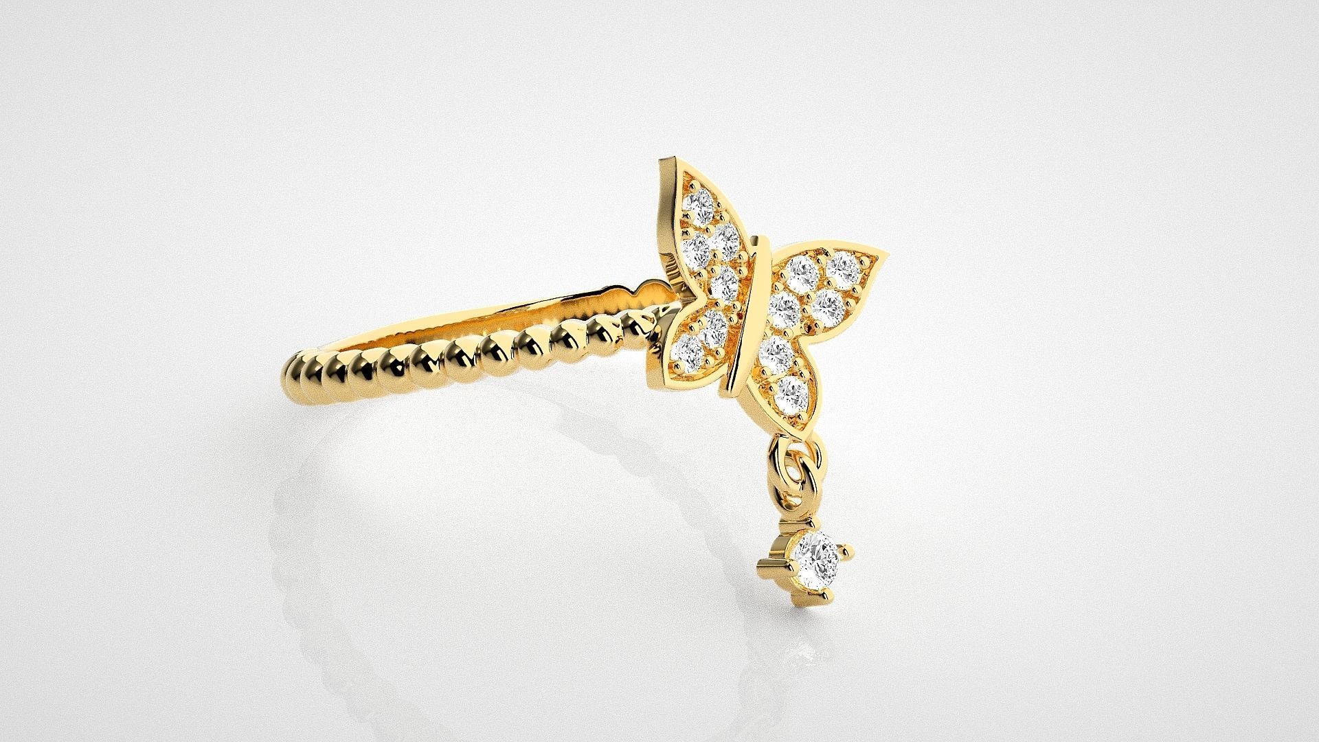 Butterfly Light wt diamond ring 3dm stl renders details 3D print model_13