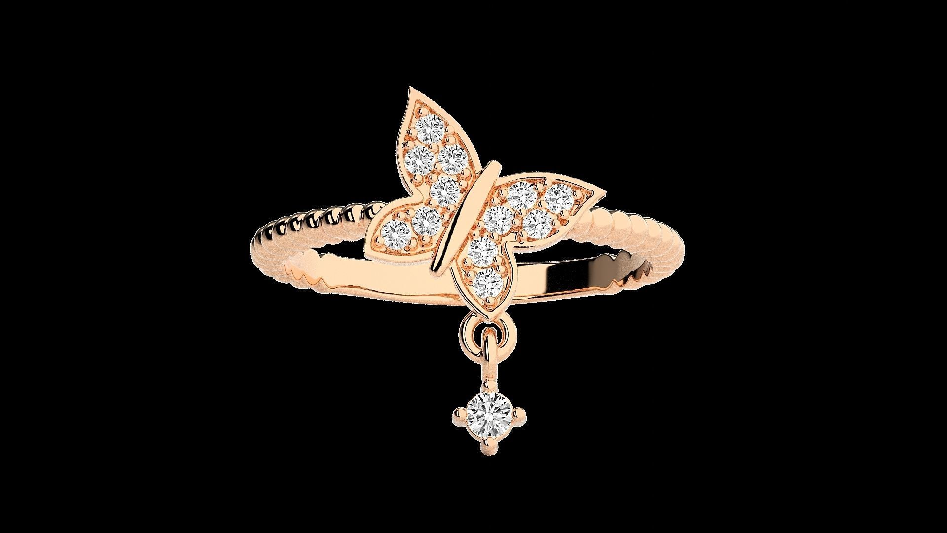 Butterfly Light wt diamond ring 3dm stl renders details 3D print model_3