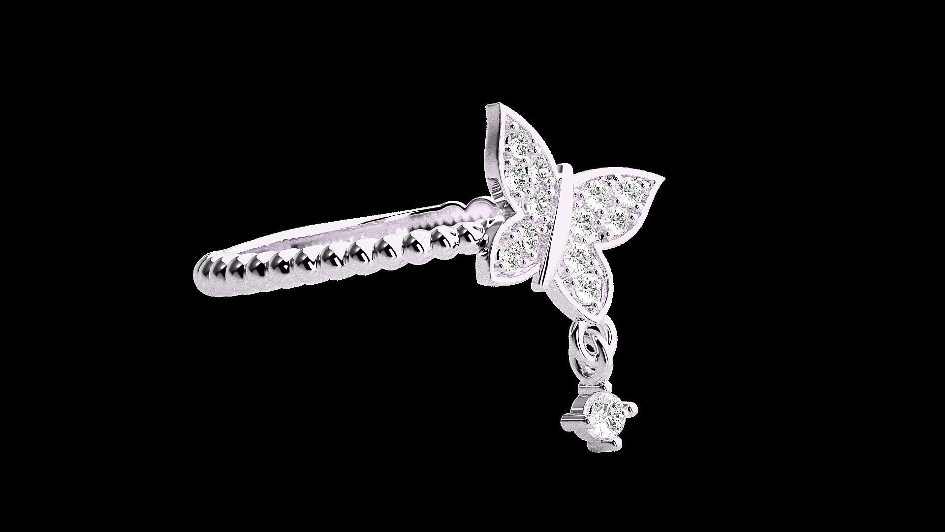 Butterfly Light wt diamond ring 3dm stl renders details 3D print model_10