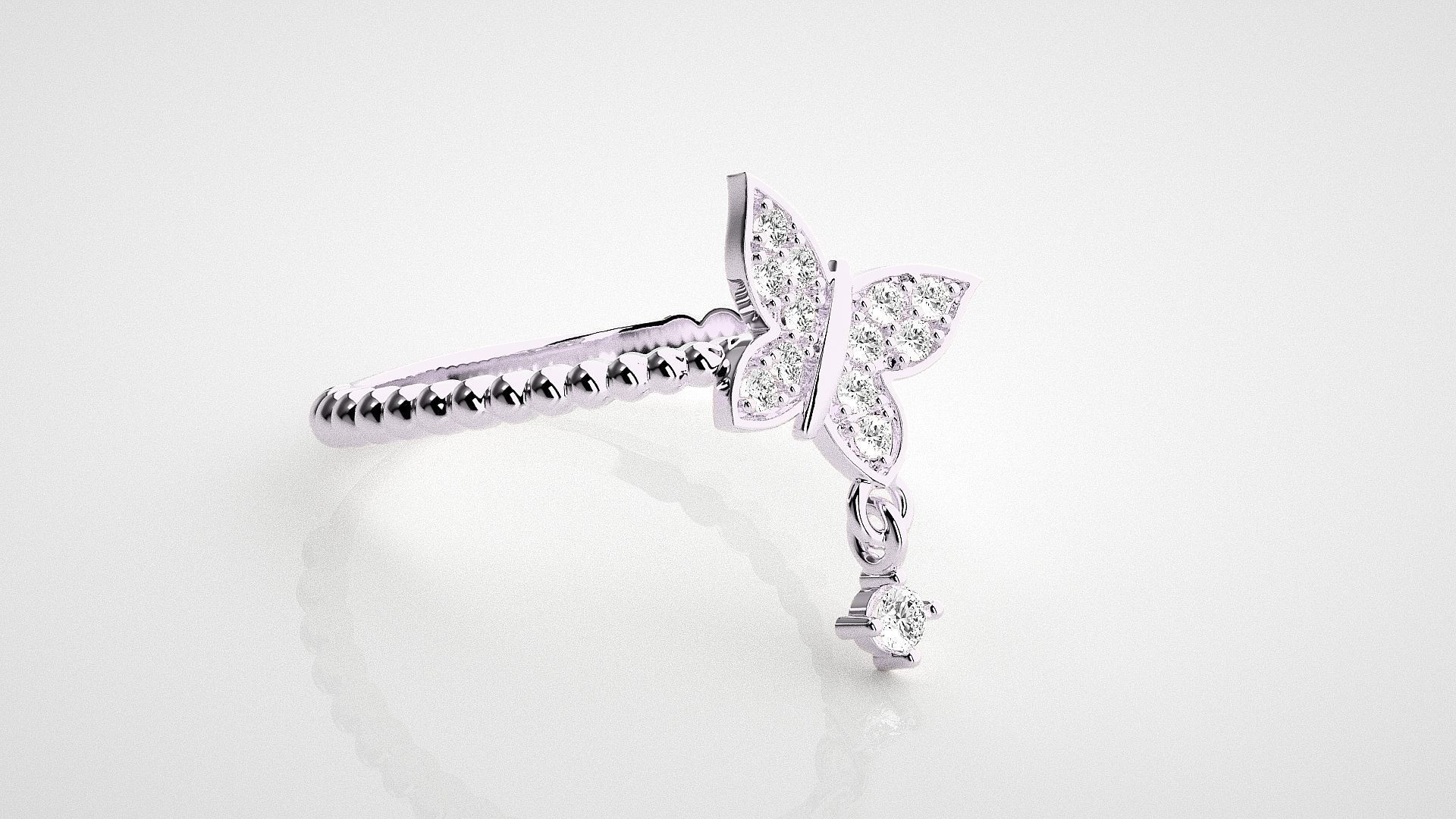 Butterfly Light wt diamond ring 3dm stl renders details 3D print model_7