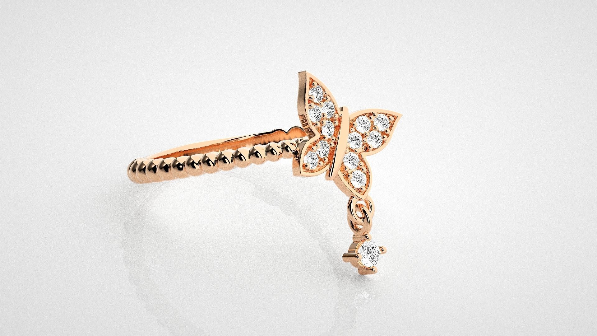 Butterfly Light wt diamond ring 3dm stl renders details 3D print model_1