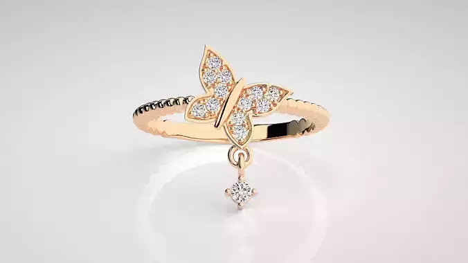 Butterfly Light wt diamond ring 3dm stl renders details 3D print model