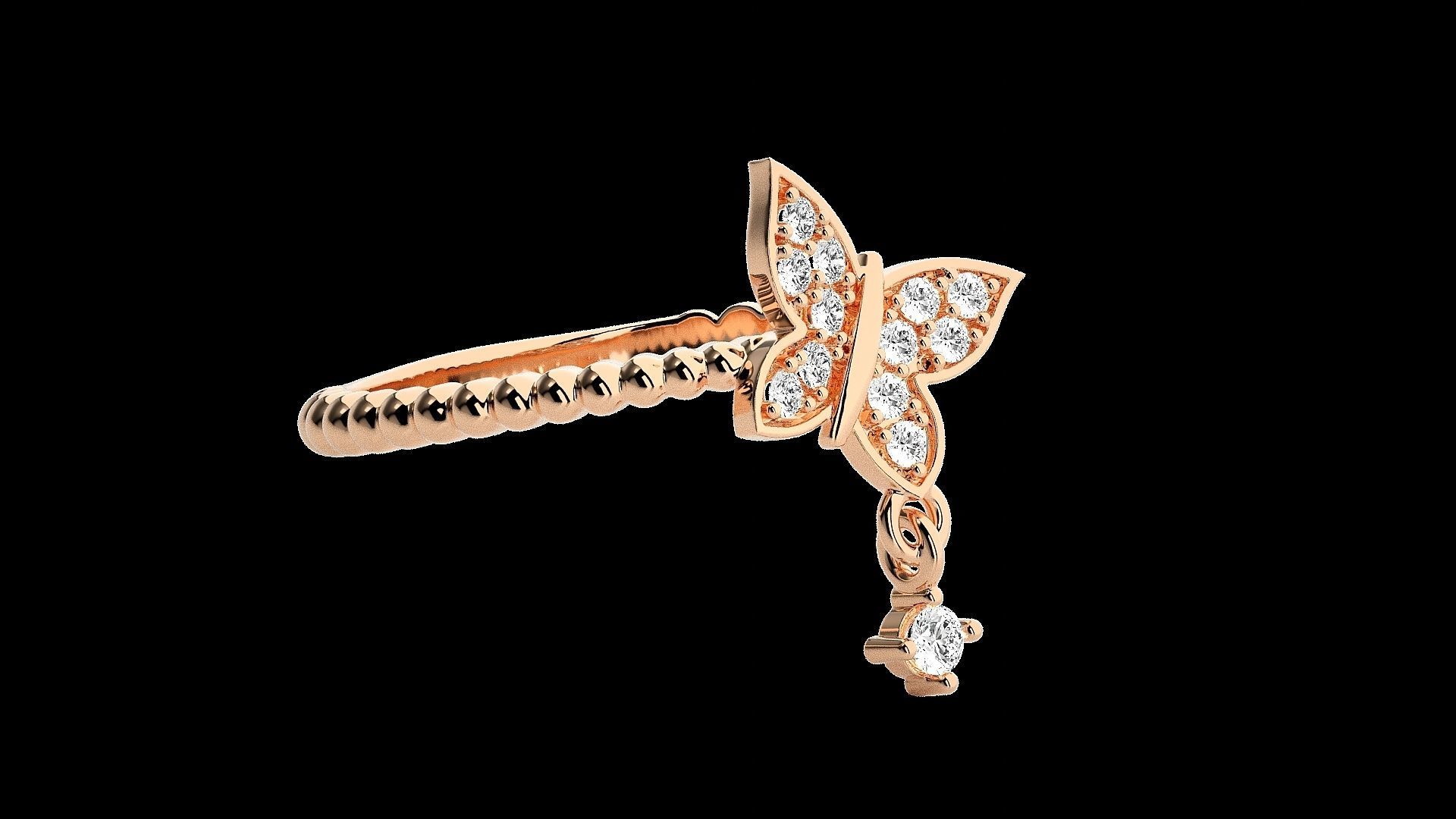 Butterfly Light wt diamond ring 3dm stl renders details 3D print model_4