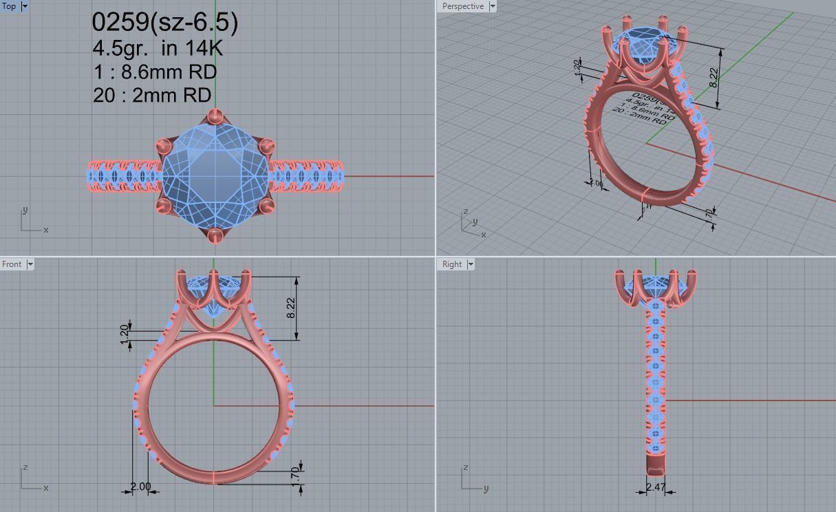 Round Cathedral Ring 0259 3D print model_4