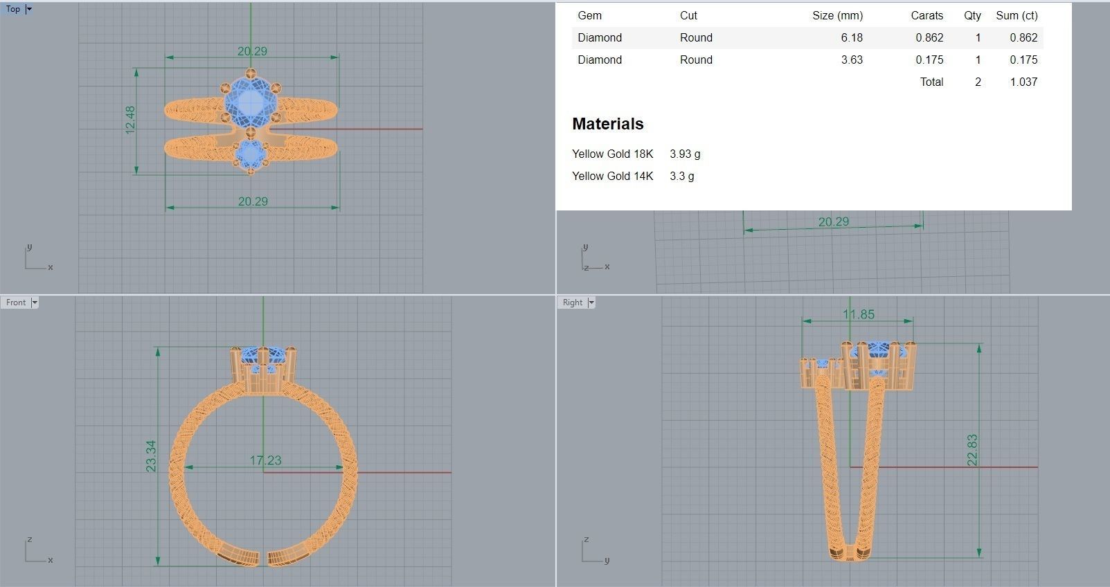 Twin Solitaire  Diamond wedding engagement ring 3dm stl renders 3D print model_18