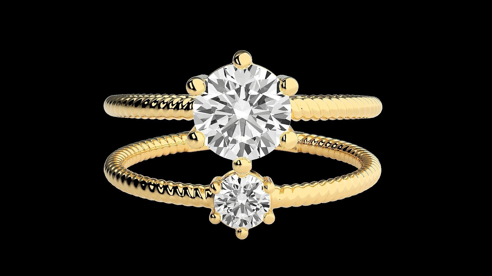 Twin Solitaire  Diamond wedding engagement ring 3dm stl renders 3D print model_15