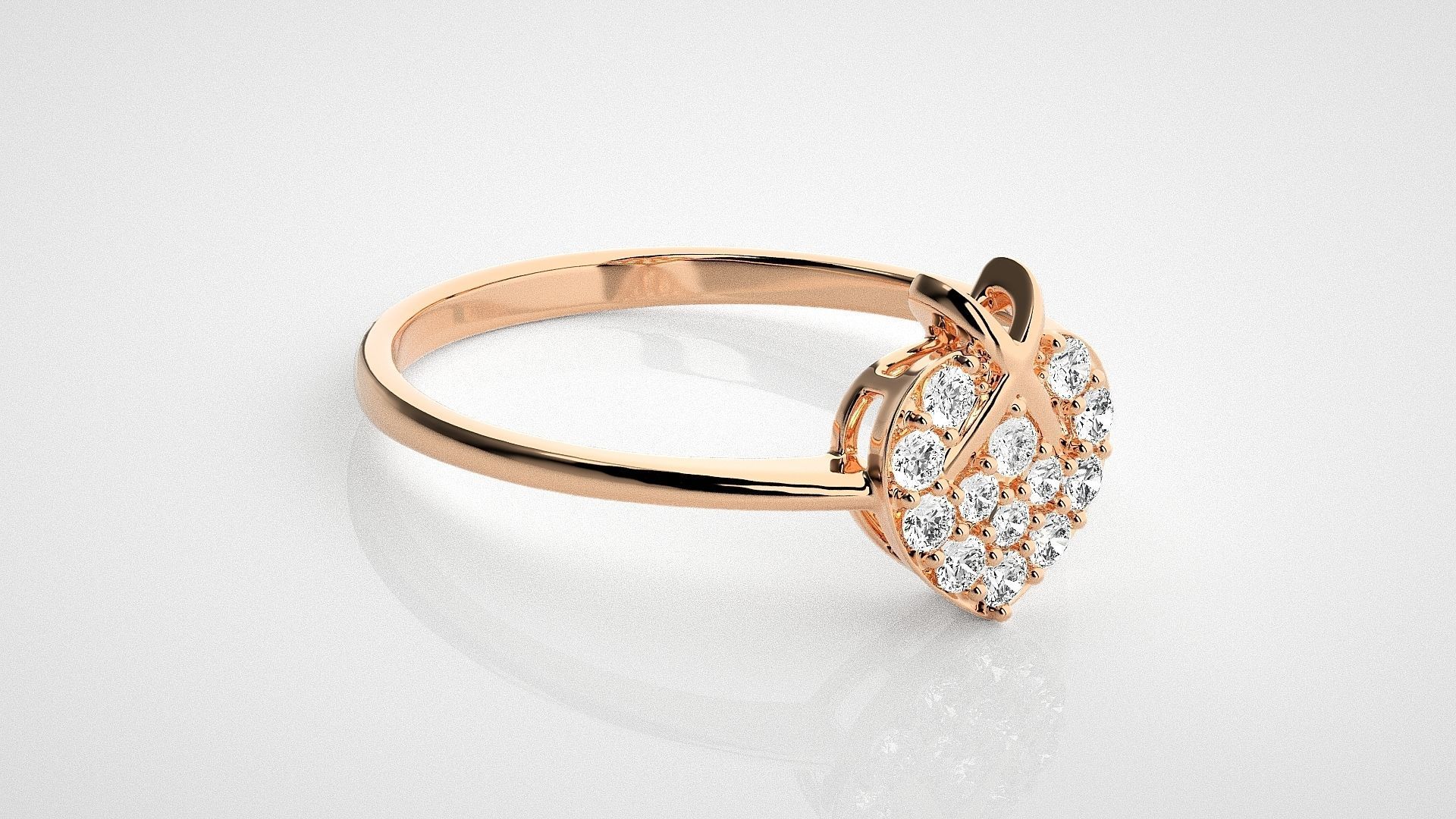 X on Heart Light wt diamond ring 3dm stl renders details 3D print model_1