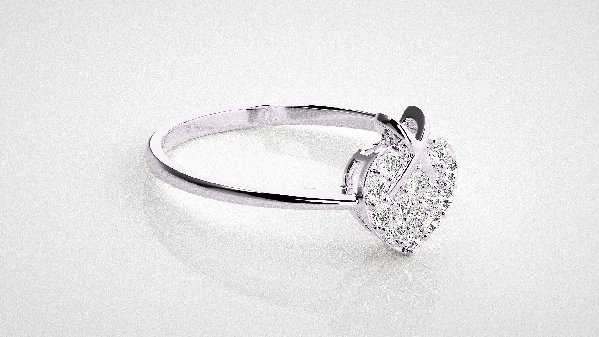 X on Heart Light wt diamond ring 3dm stl renders details 3D print model_8