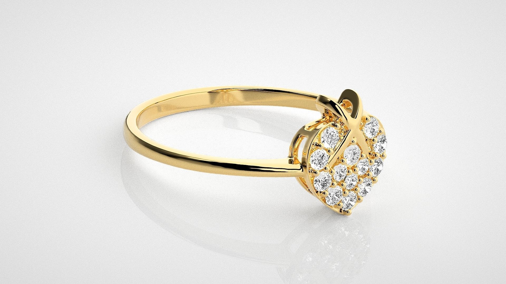 X on Heart Light wt diamond ring 3dm stl renders details 3D print model_14