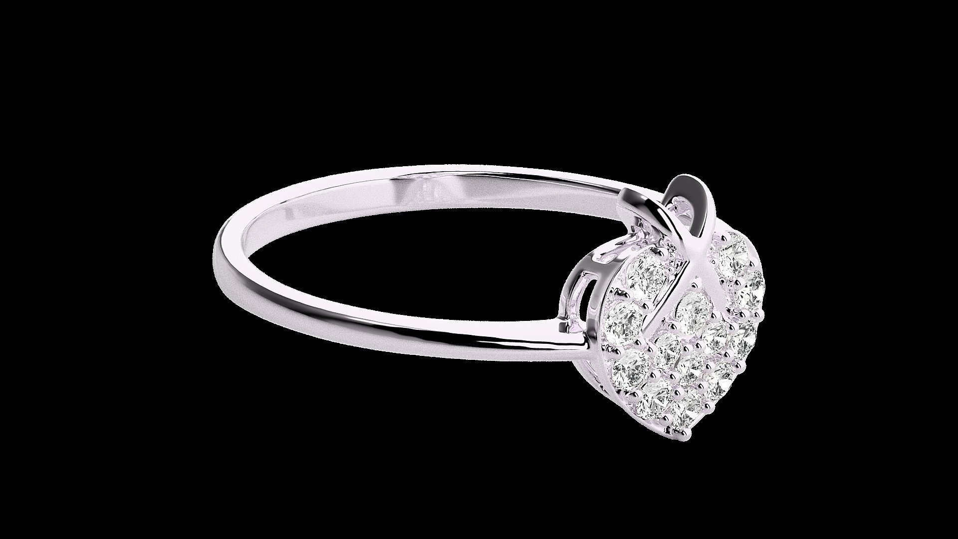 X on Heart Light wt diamond ring 3dm stl renders details 3D print model_11