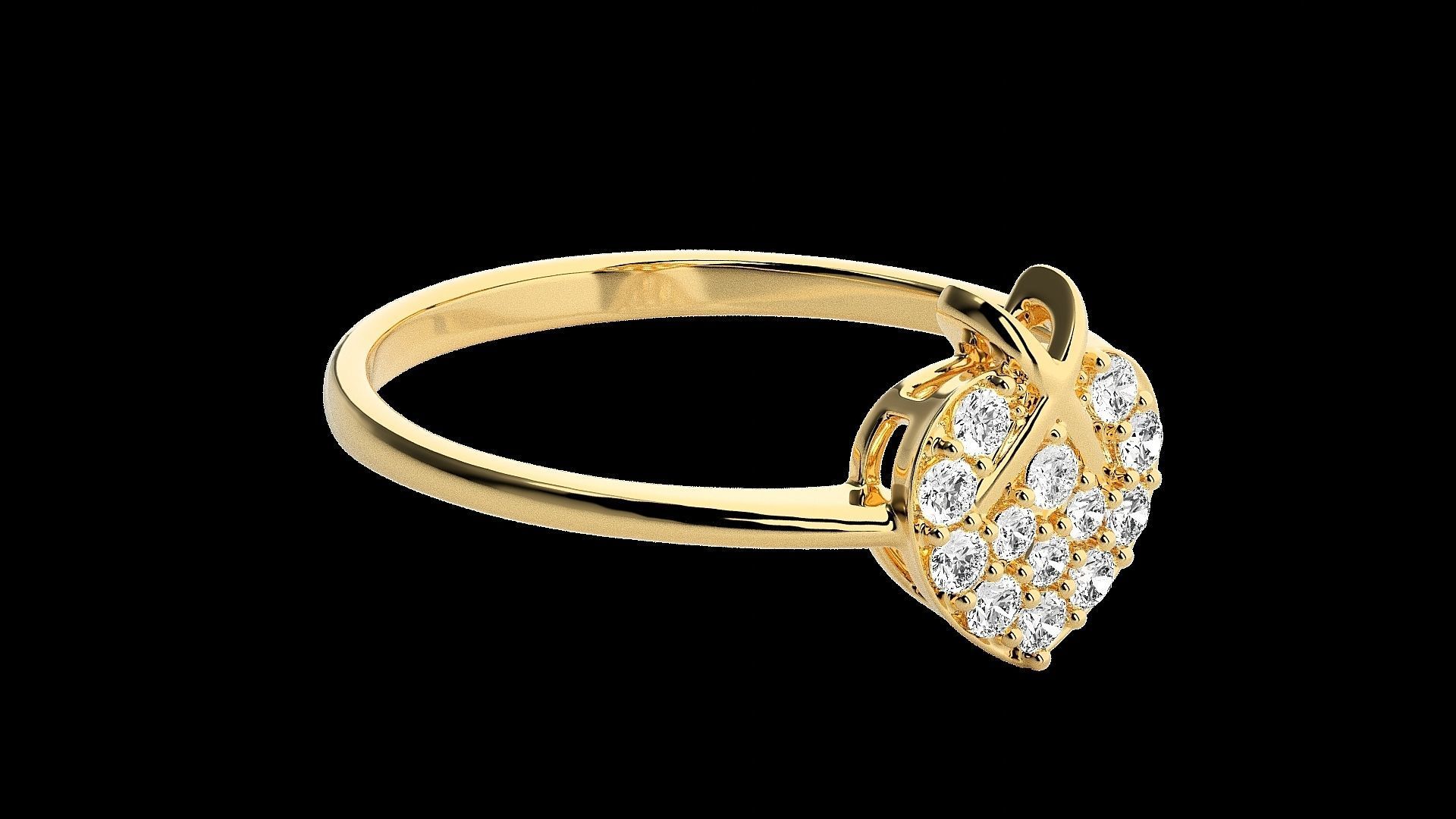 X on Heart Light wt diamond ring 3dm stl renders details 3D print model_17