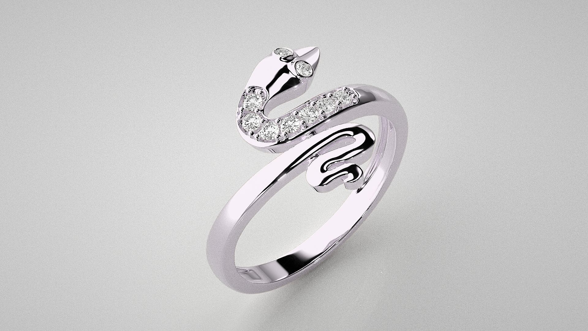 Snake Light wt diamond ring 3dm stl renders details 3D print model_8