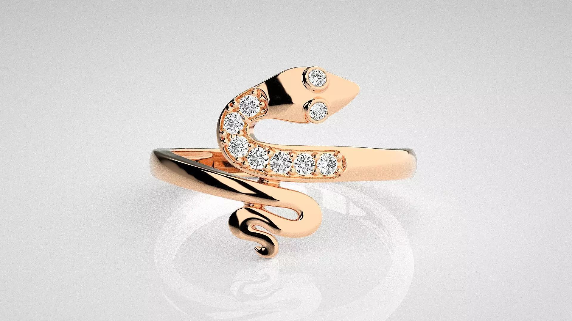 Snake Light wt diamond ring 3dm stl renders details 3D print model_0