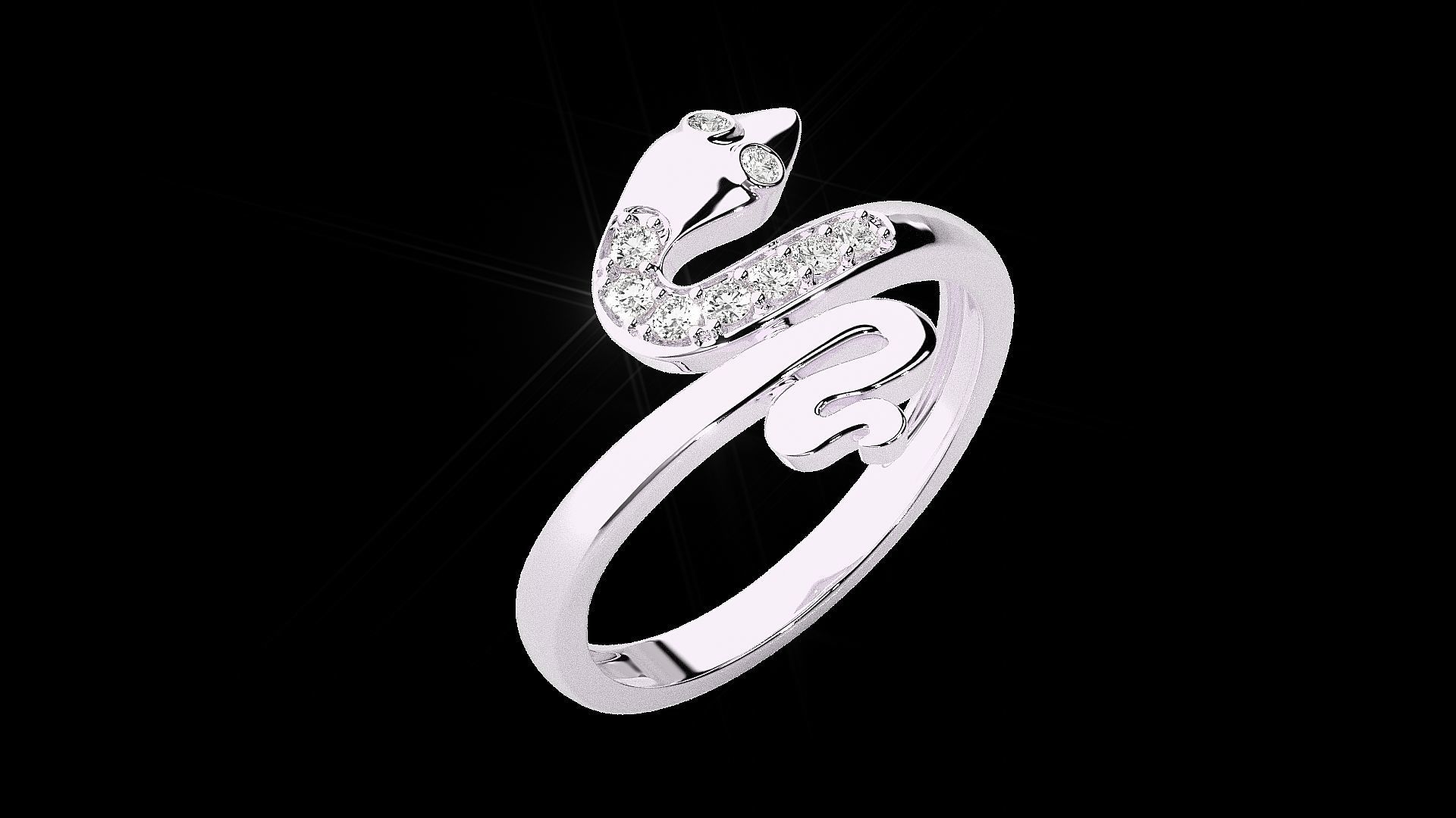 Snake Light wt diamond ring 3dm stl renders details 3D print model_11