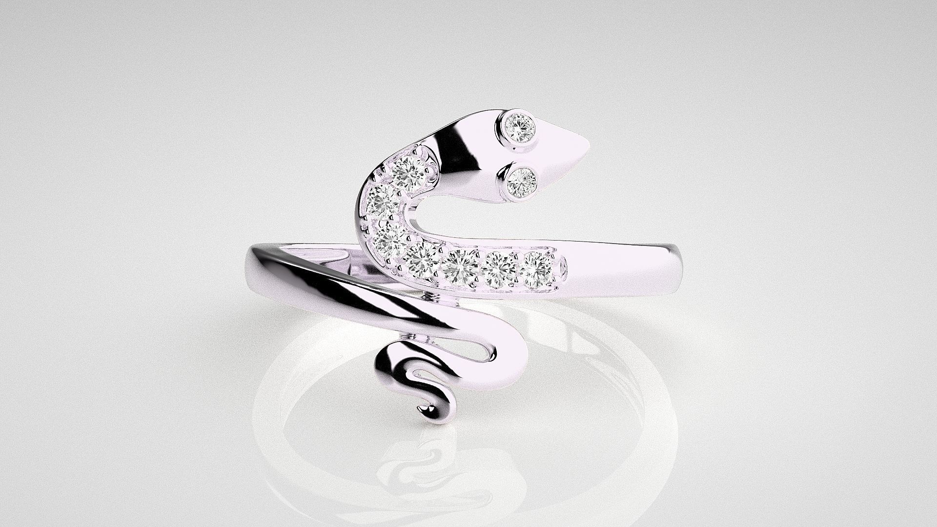 Snake Light wt diamond ring 3dm stl renders details 3D print model_6