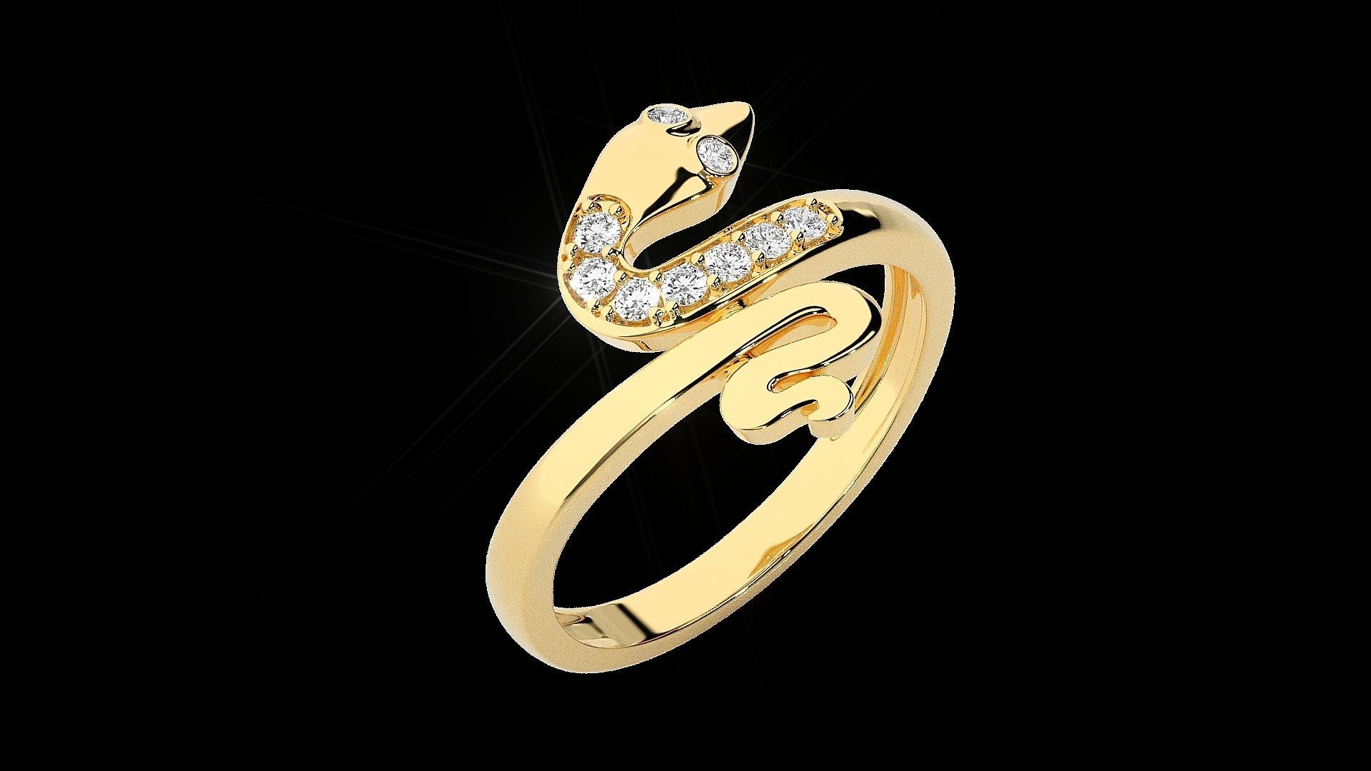 Snake Light wt diamond ring 3dm stl renders details 3D print model_17