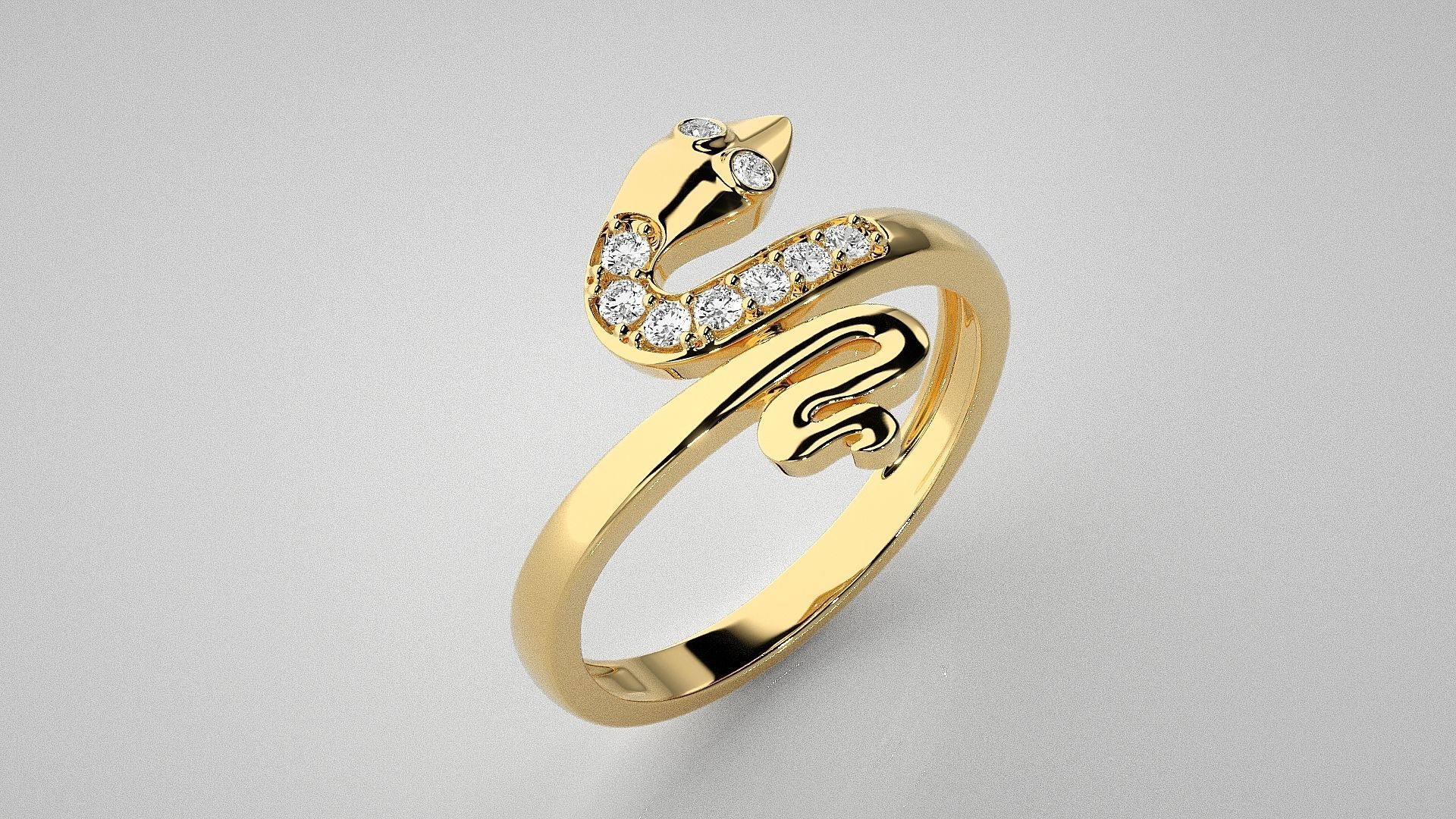Snake Light wt diamond ring 3dm stl renders details 3D print model_14