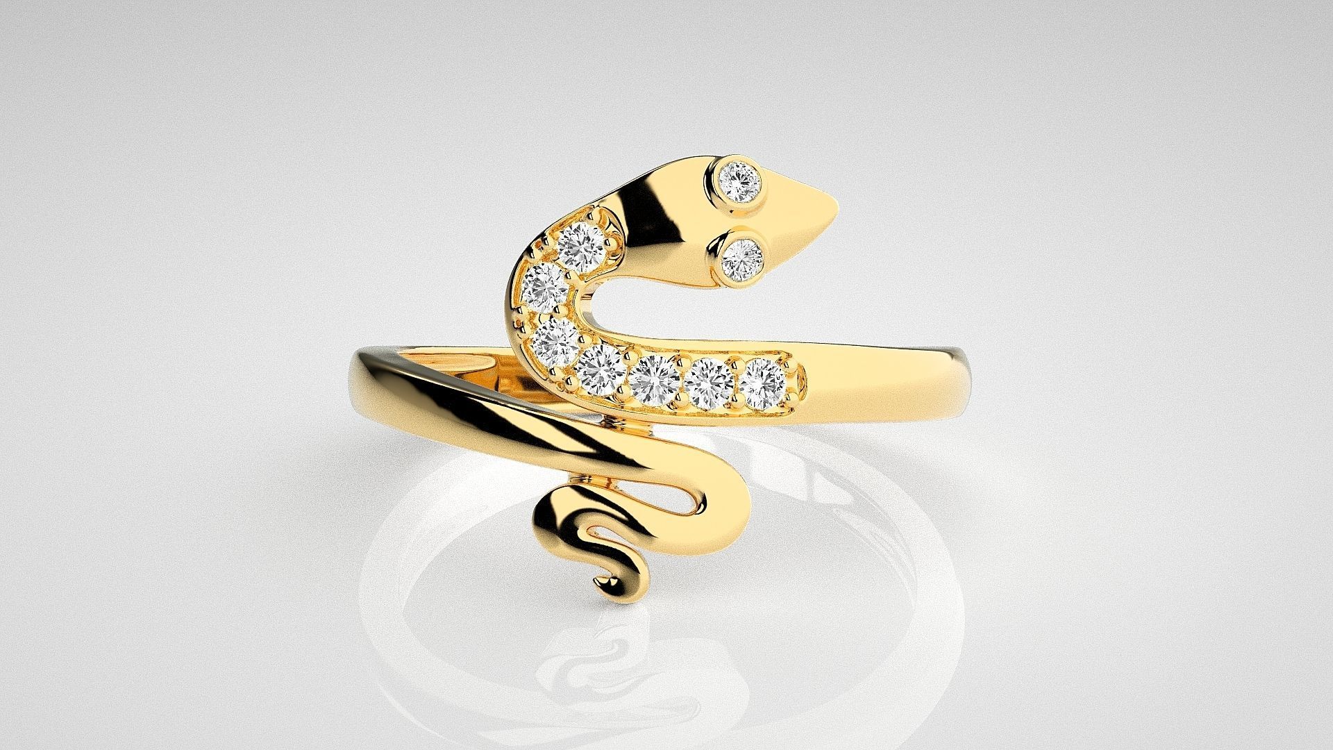 Snake Light wt diamond ring 3dm stl renders details 3D print model_12