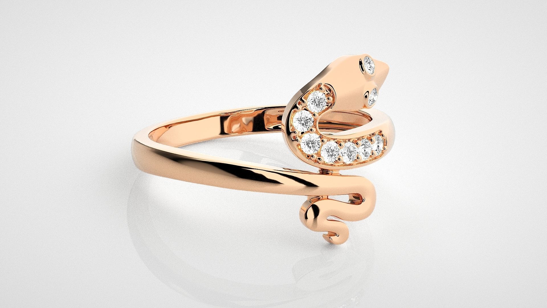 Snake Light wt diamond ring 3dm stl renders details 3D print model_1