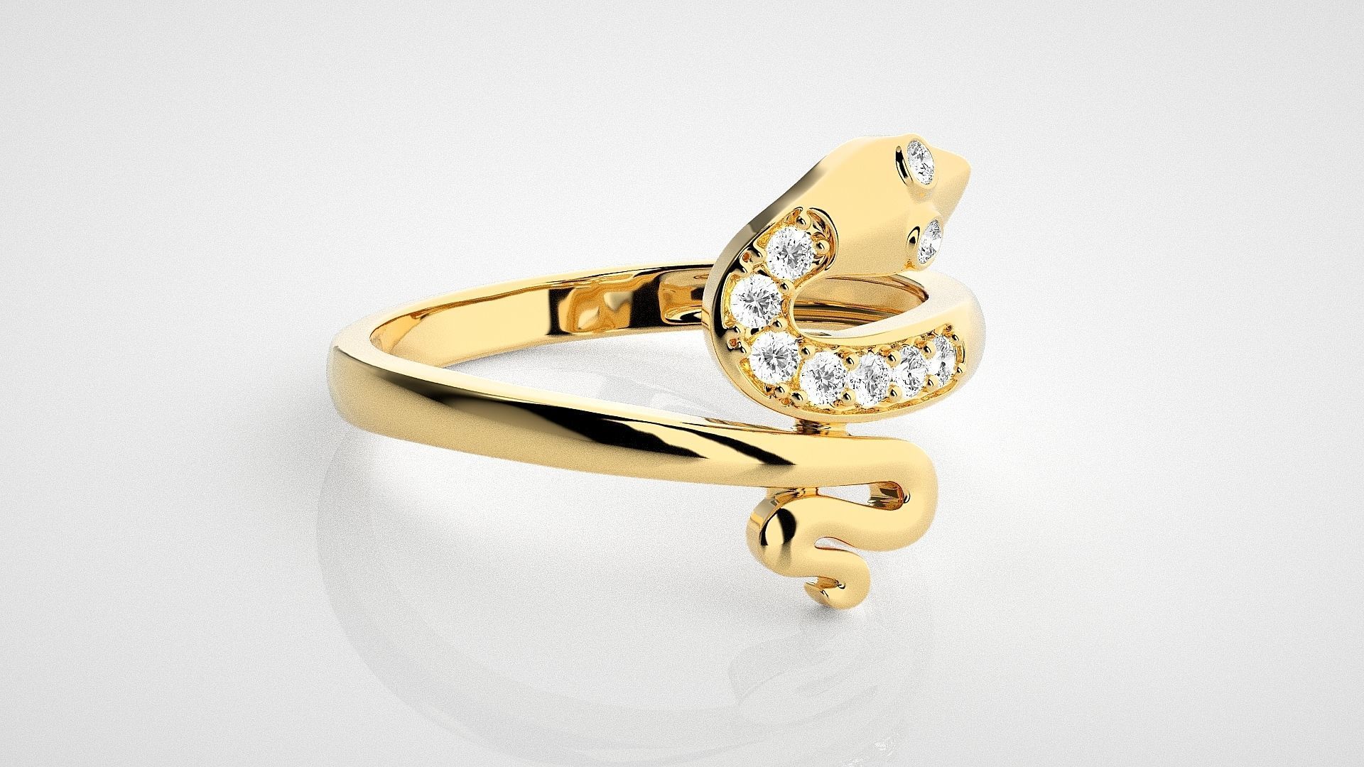 Snake Light wt diamond ring 3dm stl renders details 3D print model_13