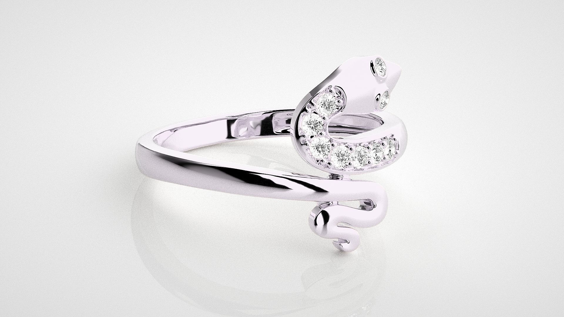 Snake Light wt diamond ring 3dm stl renders details 3D print model_7