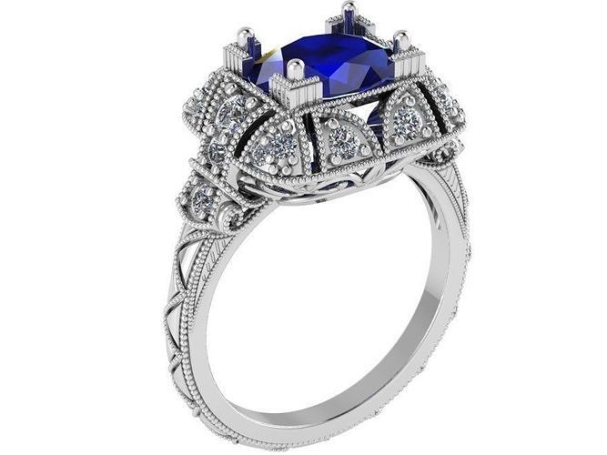 Oval Sapphire Unique Ring 0265 3D print model