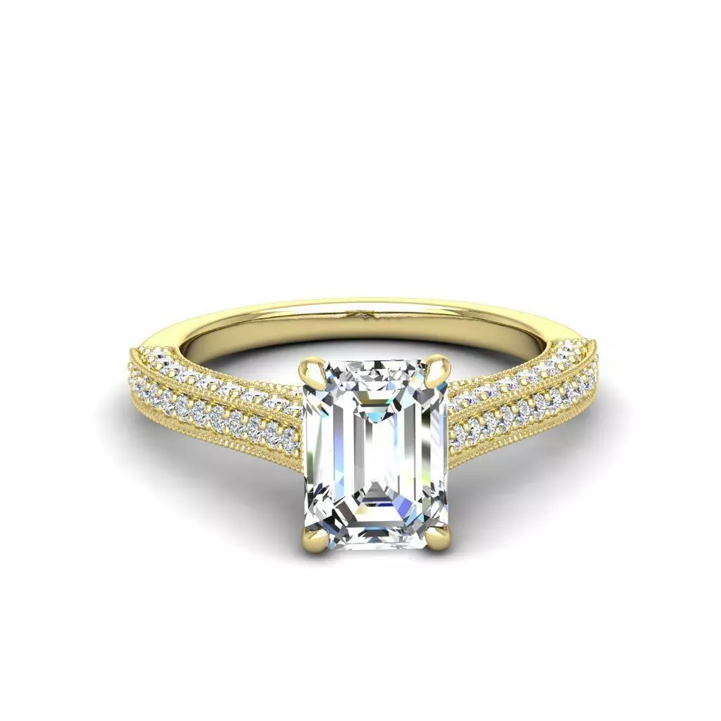 Engagement ring Sophia emerald 3D print model