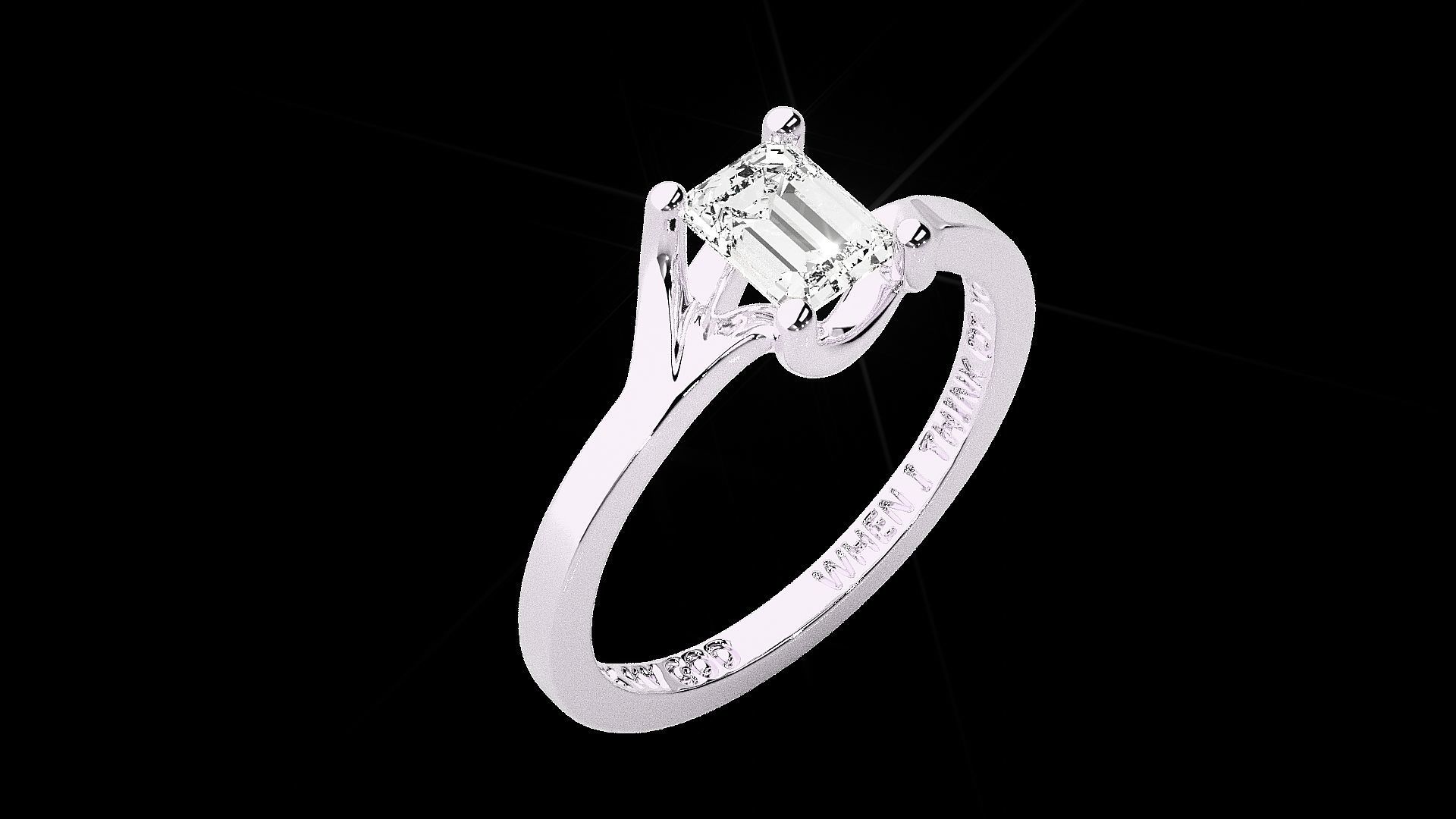 Emerald Light wt diamond ring 3dm stl renders details 3D print model_12