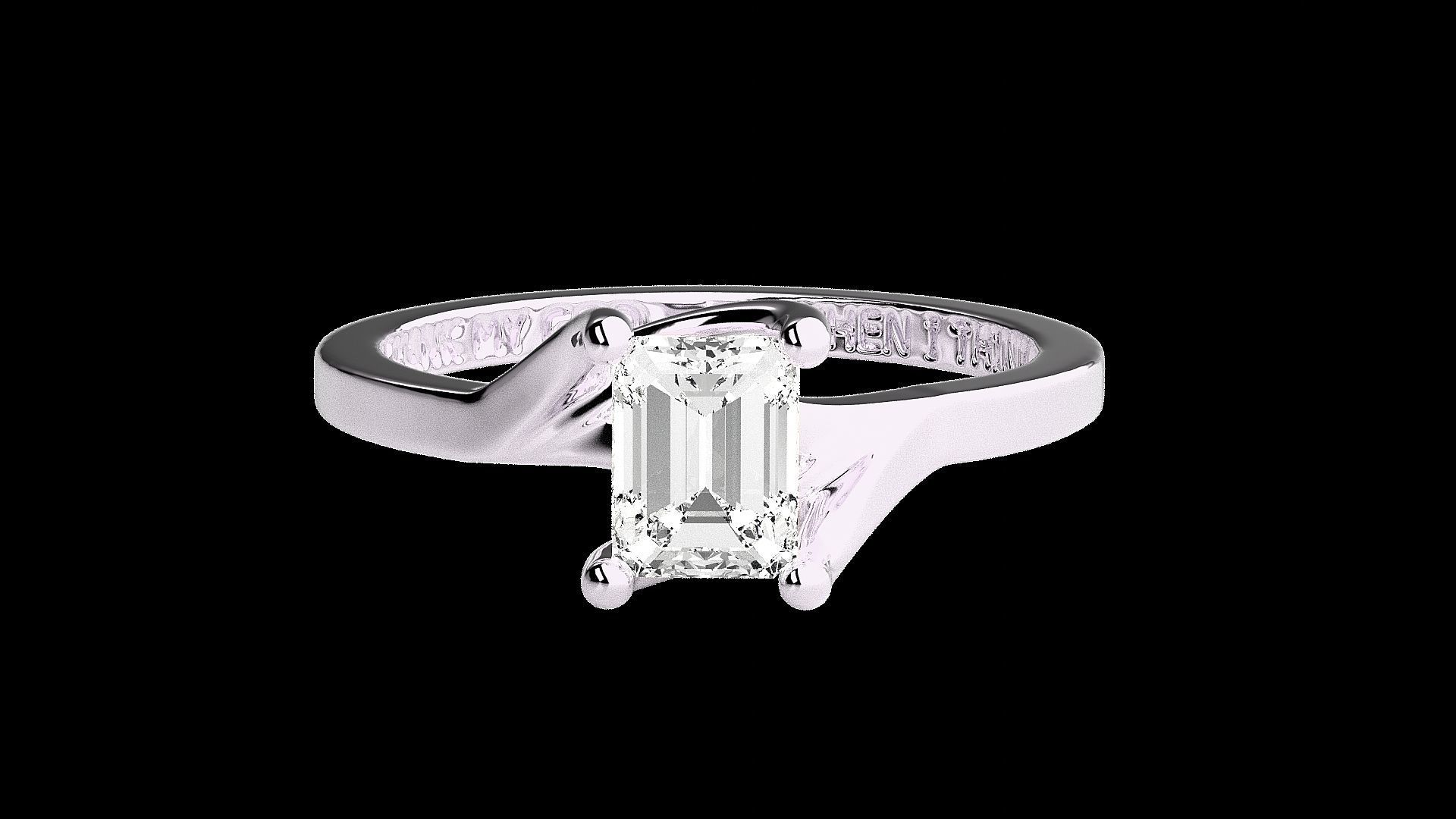Emerald Light wt diamond ring 3dm stl renders details 3D print model_10