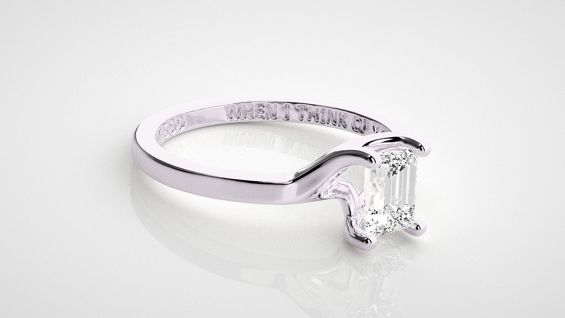 Emerald Light wt diamond ring 3dm stl renders details 3D print model_8