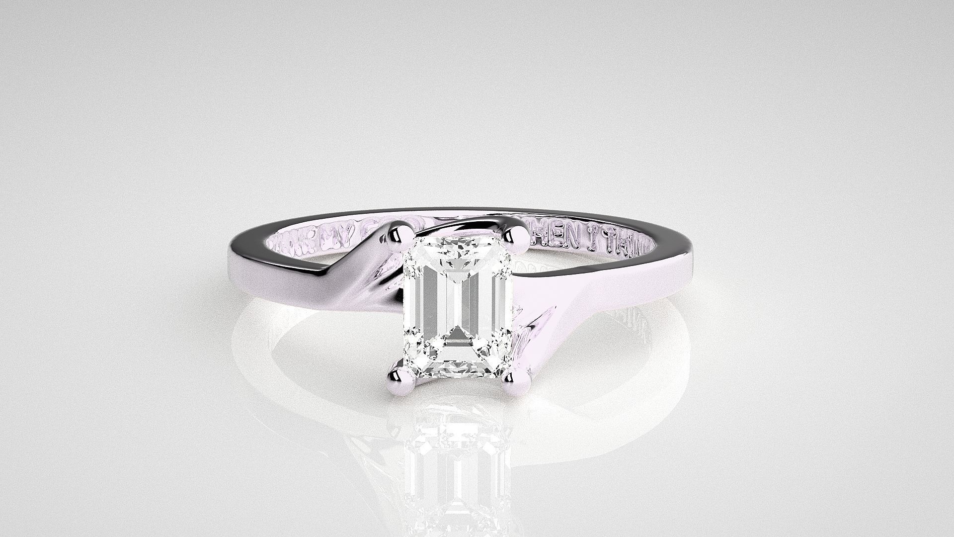 Emerald Light wt diamond ring 3dm stl renders details 3D print model_7