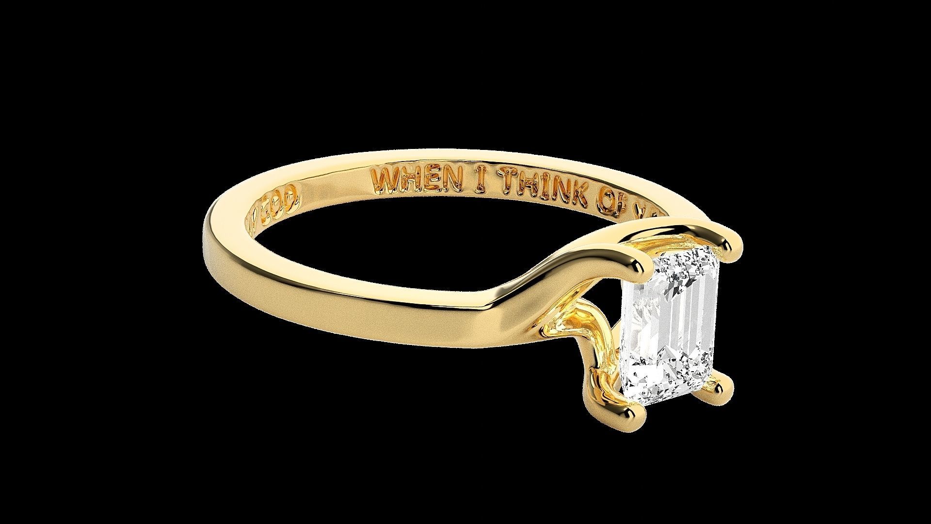 Emerald Light wt diamond ring 3dm stl renders details 3D print model_17