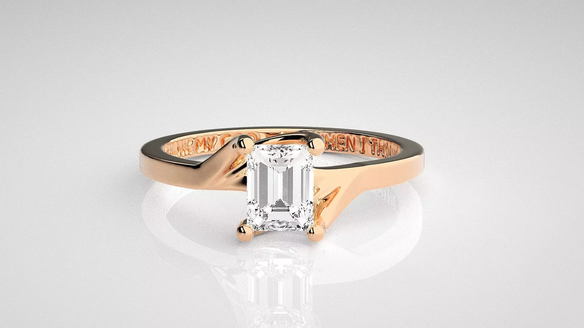 Emerald Light wt diamond ring 3dm stl renders details 3D print model_0