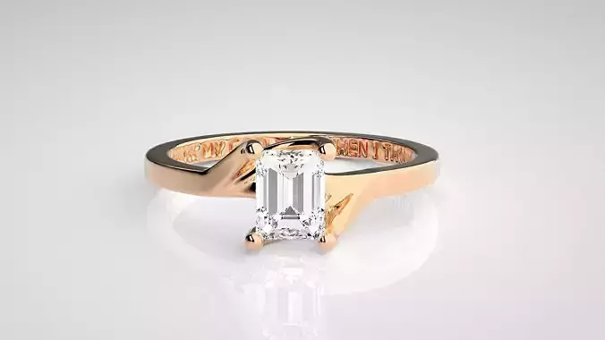 Emerald Light wt diamond ring 3dm stl renders details 3D print model
