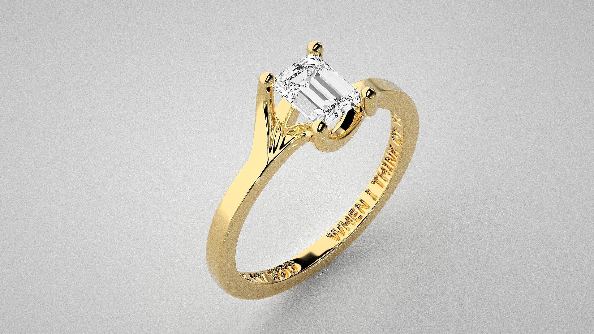 Emerald Light wt diamond ring 3dm stl renders details 3D print model_15
