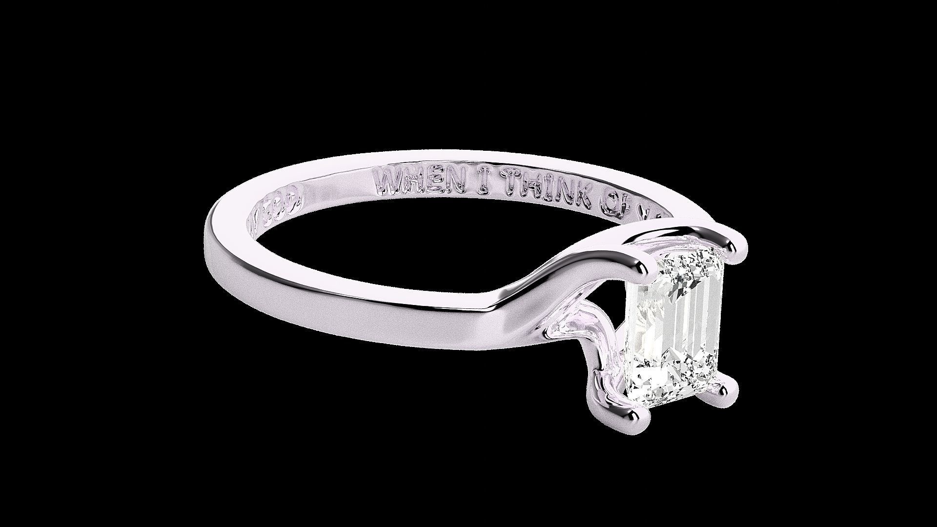 Emerald Light wt diamond ring 3dm stl renders details 3D print model_11