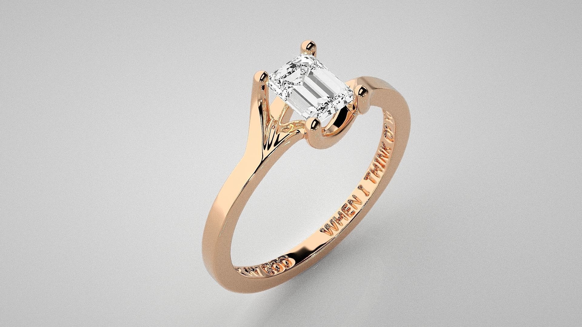Emerald Light wt diamond ring 3dm stl renders details 3D print model_2