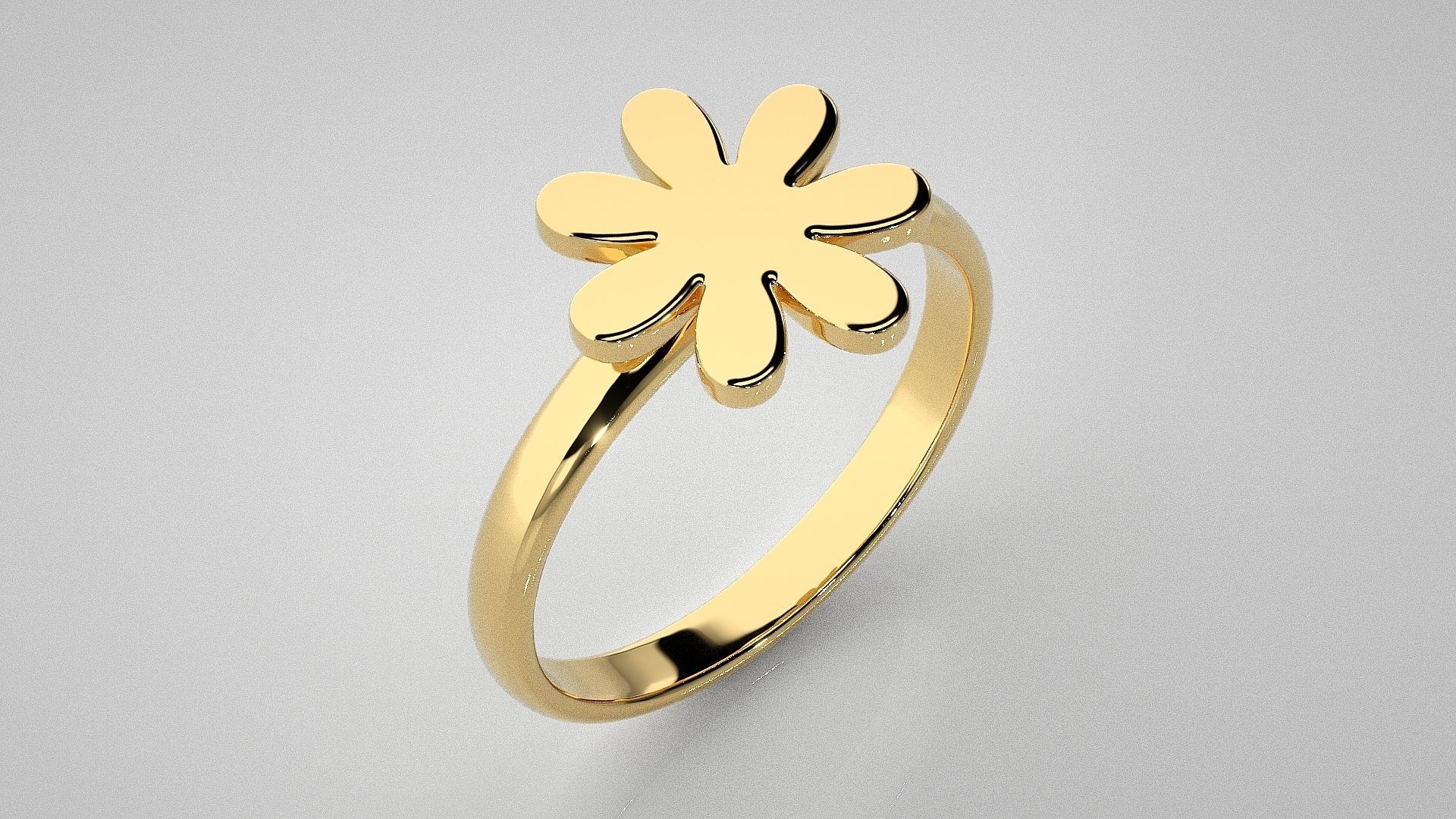 Flower Light wt Plain Gold  ring 3dm stl renders details 3D print model_15