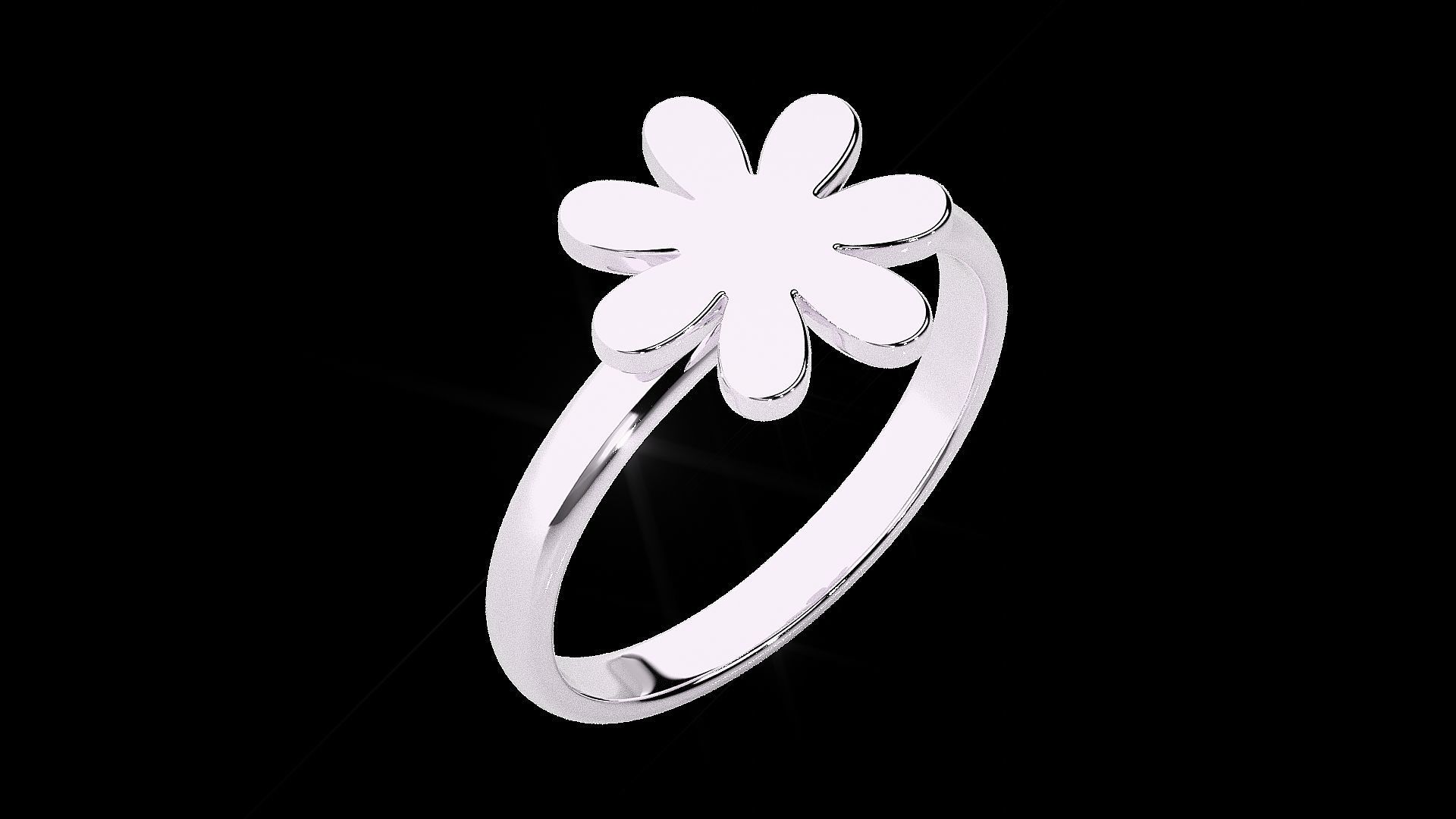 Flower Light wt Plain Gold  ring 3dm stl renders details 3D print model_12