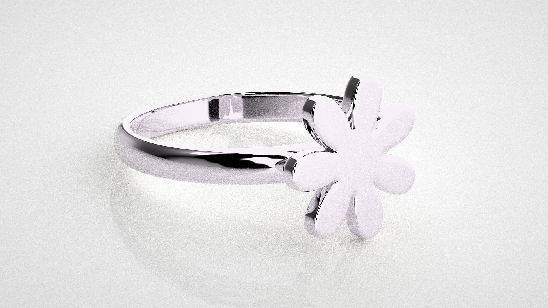 Flower Light wt Plain Gold  ring 3dm stl renders details 3D print model_8