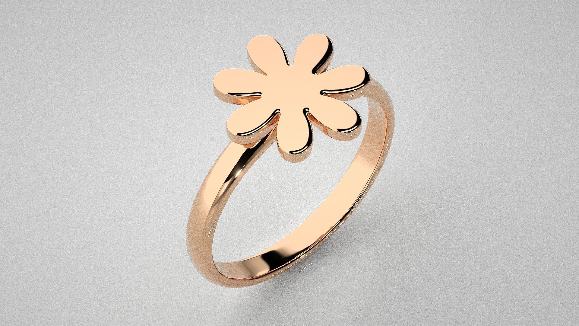 Flower Light wt Plain Gold  ring 3dm stl renders details 3D print model_2