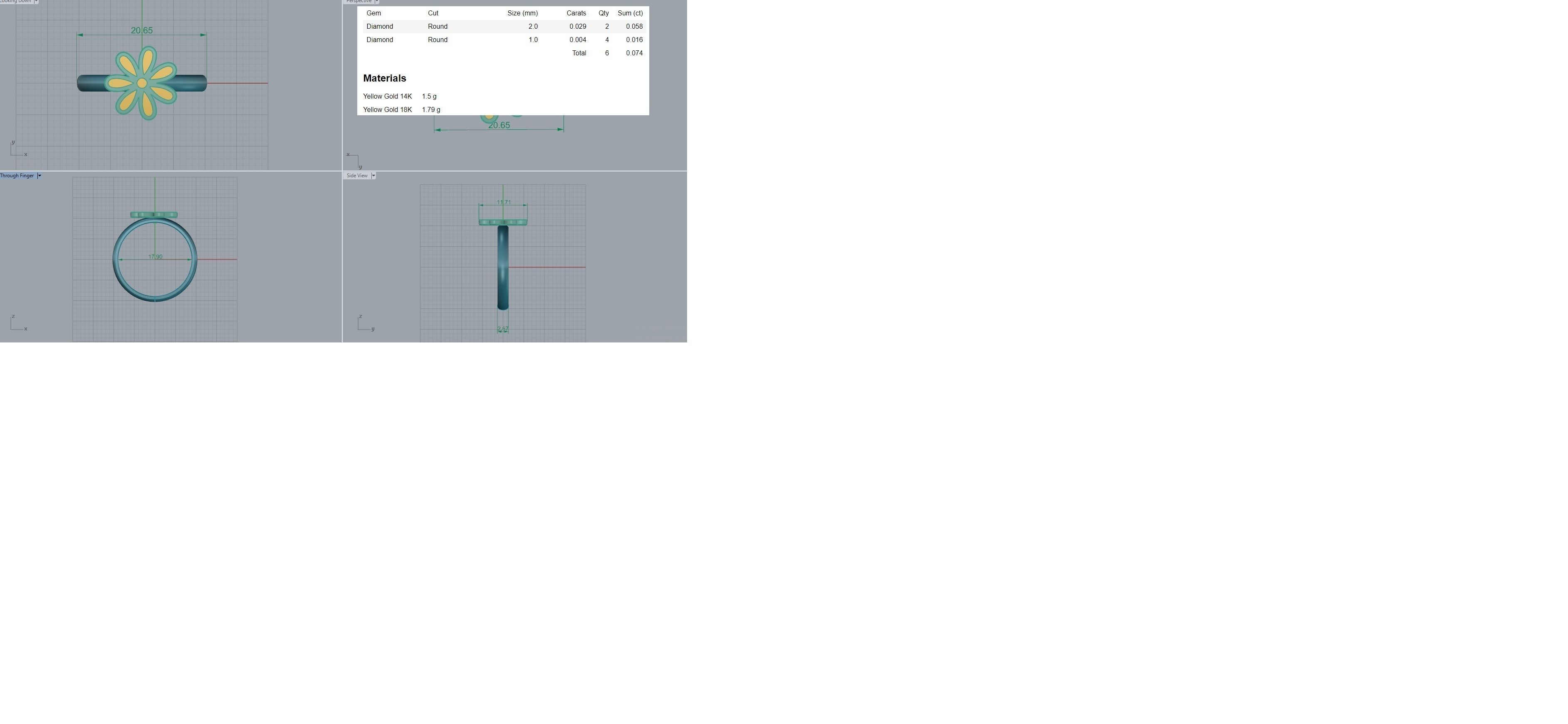 Flower Light wt Plain Gold  ring 3dm stl renders details 3D print model_3