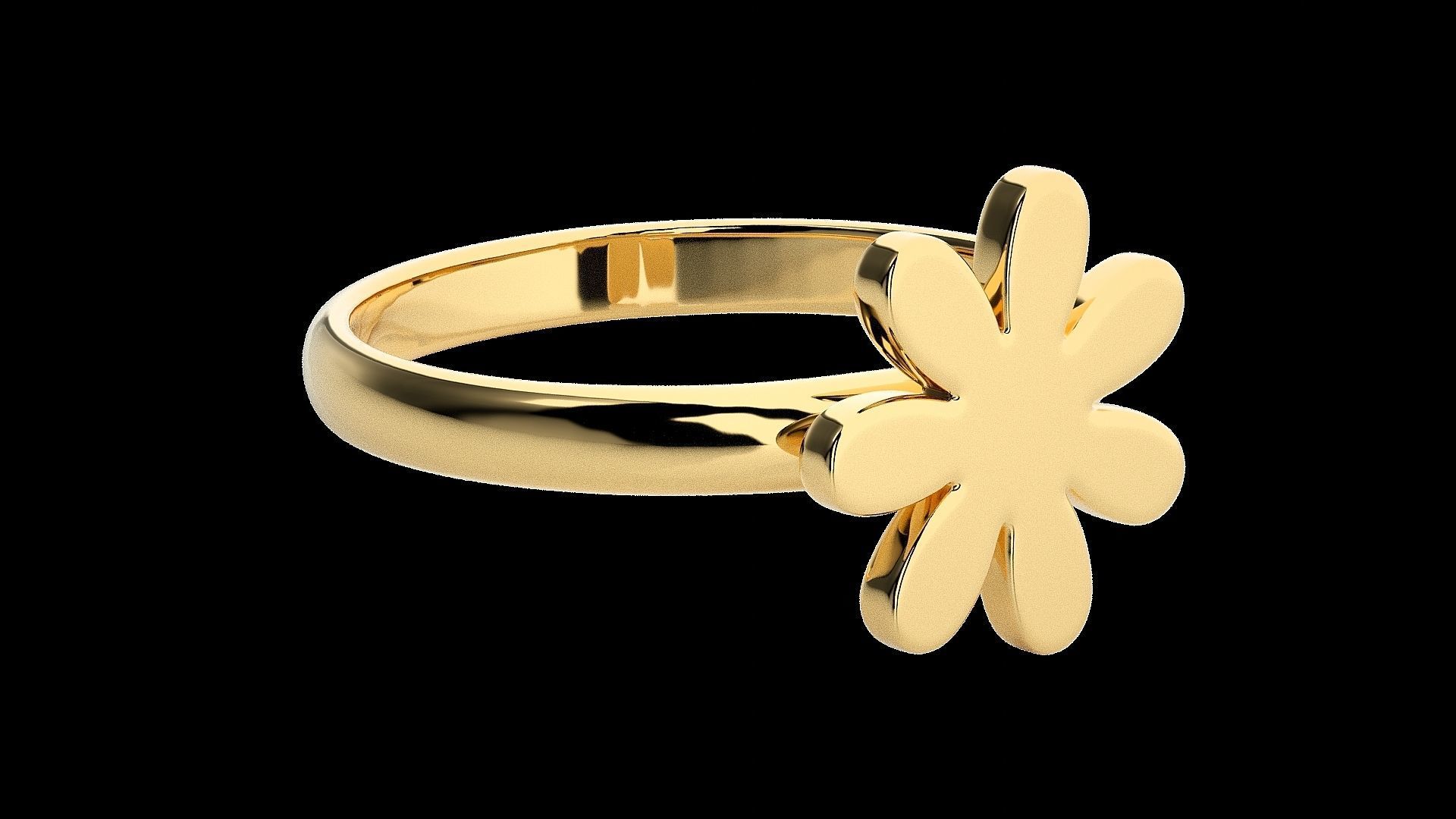 Flower Light wt Plain Gold  ring 3dm stl renders details 3D print model_17