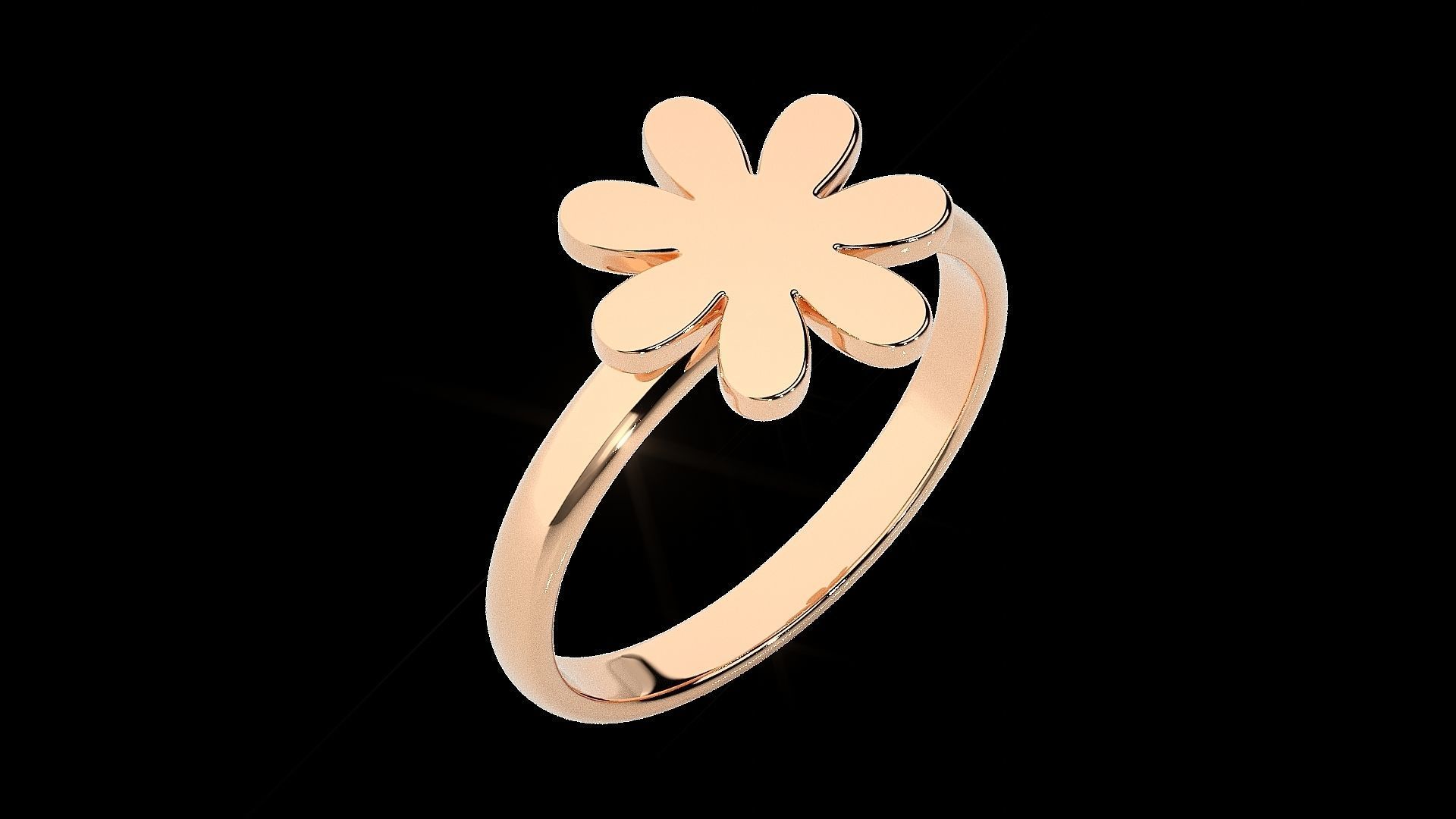 Flower Light wt Plain Gold  ring 3dm stl renders details 3D print model_6