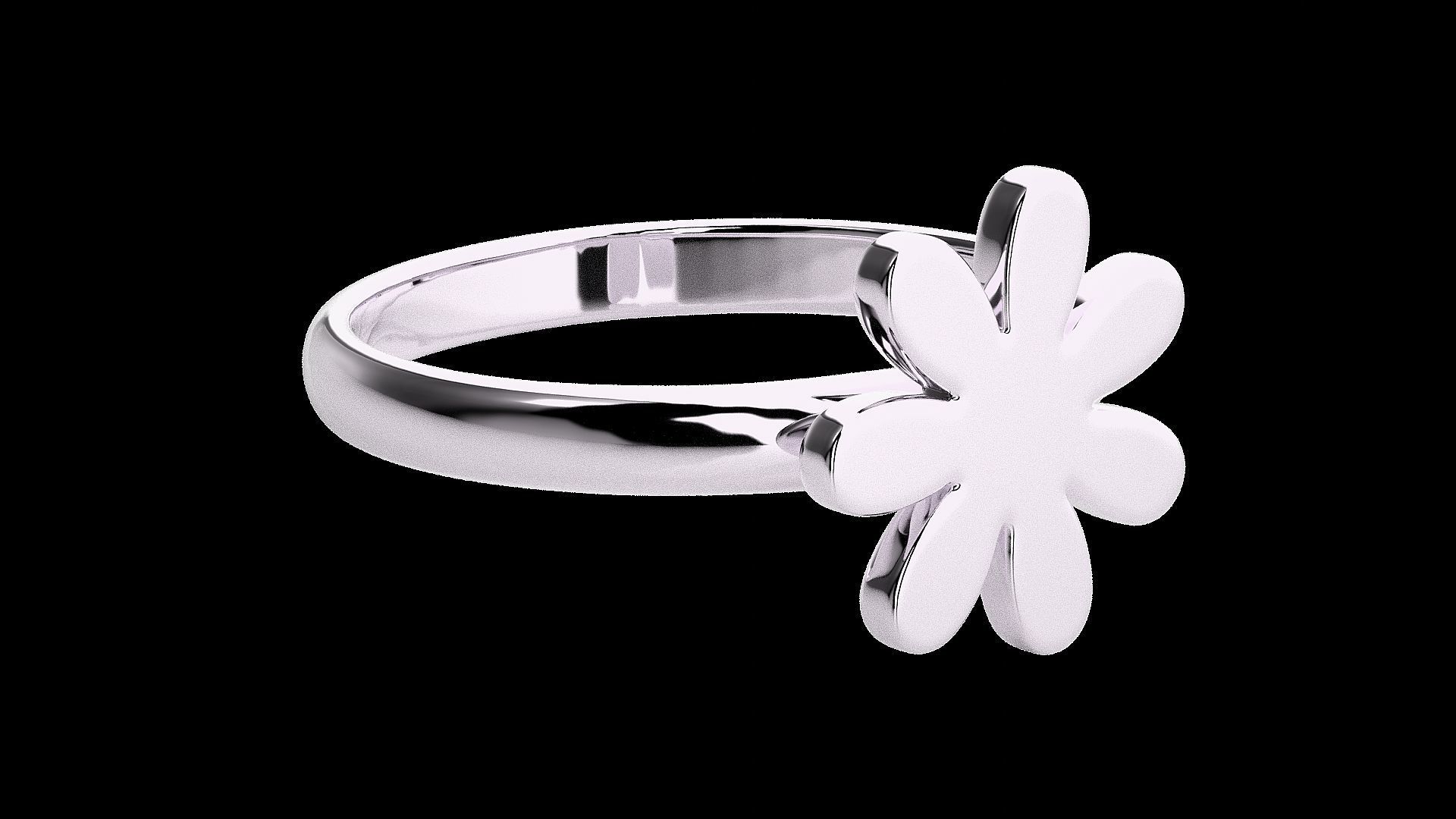 Flower Light wt Plain Gold  ring 3dm stl renders details 3D print model_11