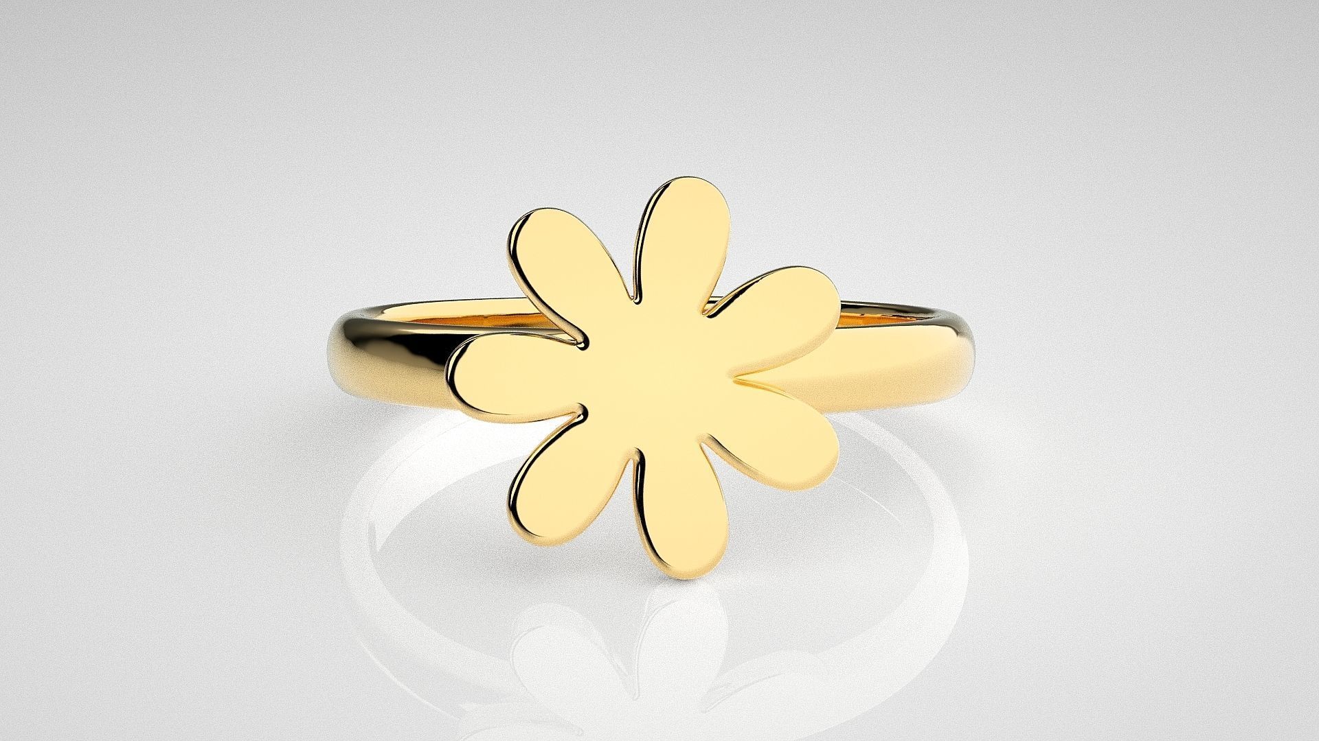 Flower Light wt Plain Gold  ring 3dm stl renders details 3D print model_13
